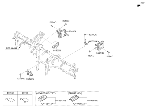 2017 Kia Sportage Keyless Entry Transmitter Assembly Diagram for 95430D9000