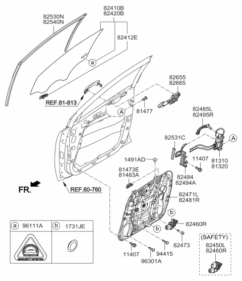 2016 Kia Sportage Base Assembly-Front Door Outside Diagram for 82655D9000