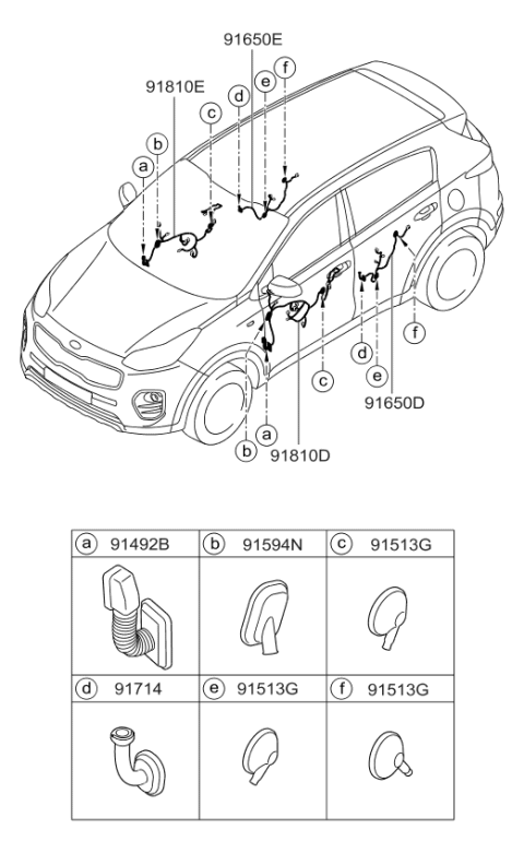 2019 Kia Sportage Wiring Assembly-Front Door(Pa Diagram for 91610D9030