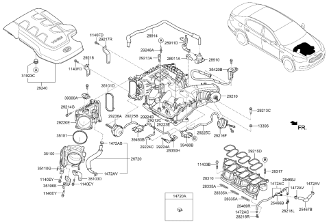 2015 Kia K900 Engine Cover Assembly Diagram for 292403CDE0