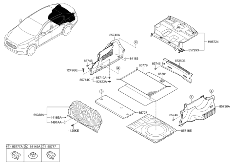 2015 Kia K900 Net Assembly-Luggage Floor Diagram for 857793L100