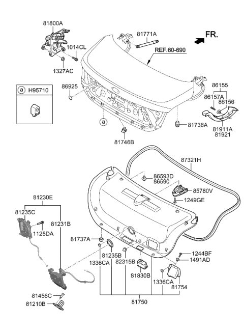 2015 Kia K900 Push Button Assembly-T/L Diagram for 818303T000