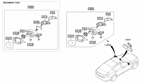 2015 Kia K900 Outside Rear View G/Holder Assembly, Right Diagram for 876213T310