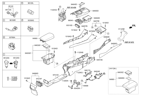 2015 Kia K900 Console Armrest Assembly Diagram for 846603T800KCJ