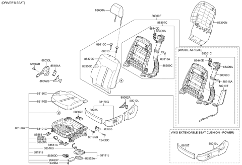 2015 Kia K900 Guide Assembly-Headrest Diagram for 883703T000WK