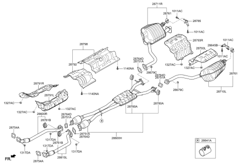 2015 Kia K900 Front Muffler Assembly, Right Diagram for 286113T120