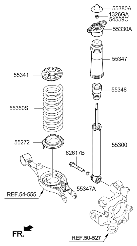 2015 Kia K900 Rear Shock Absorber Assembly Diagram for 553113T750