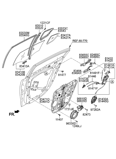 2015 Kia K900 Grip-Rear Door Glass Diagram for 834133T000