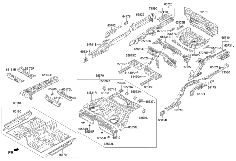 2015 Kia K900 Panel Assembly-Rear Floor Diagram for 655113T000