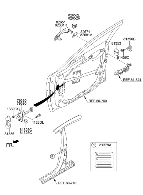 2015 Kia K900 Cover-Front Door Outside Handle Diagram for 826523T100ABP