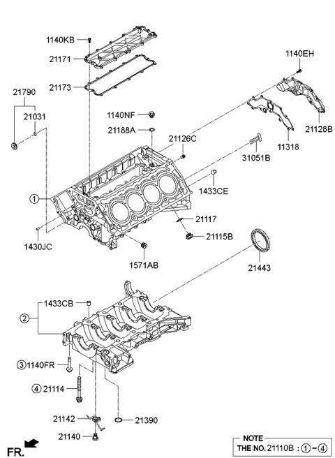2015 Kia K900 Block Sub Assembly-Cylinder Diagram for 211103F071