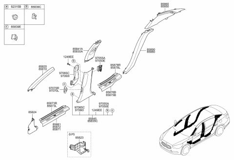 2015 Kia K900 Trim-Front Step Plate,R Diagram for 858833T000BNH