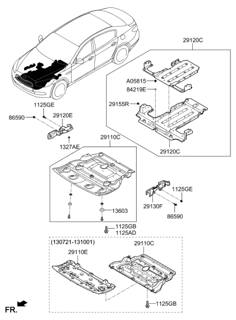 2015 Kia K900 Under Cover Diagram
