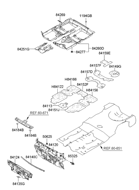 2009 Kia Spectra Pad Assembly-Isolation Dash Diagram for 841202F001