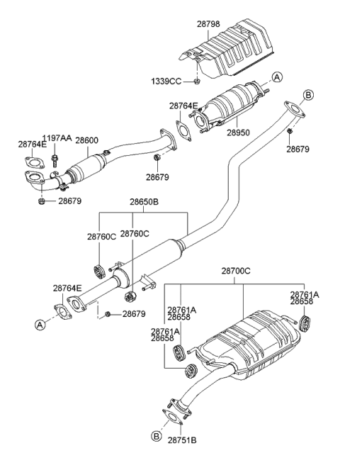2007 Kia Spectra Muffler & Exhaust Pipe Diagram 1