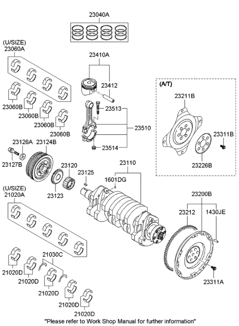 2007 Kia Spectra Crankshaft & Piston Diagram