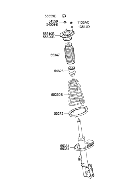 2009 Kia Spectra Rear Shock Absorber Assembly, Right Diagram for 553612F301