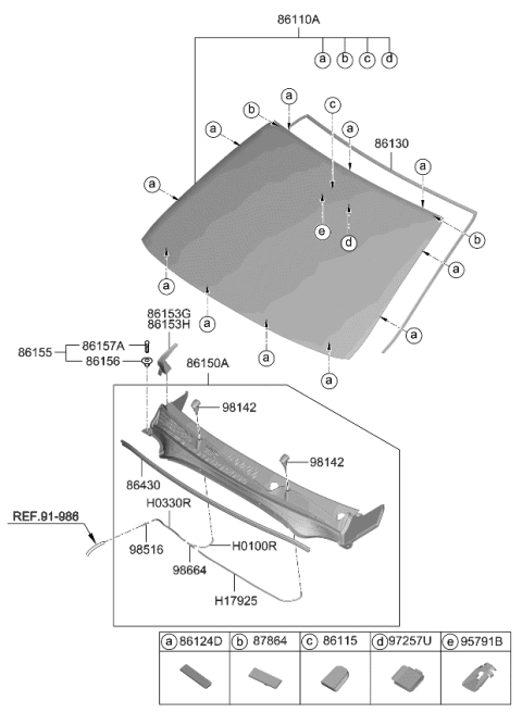 2023 Kia Forte Windshield Glass Diagram