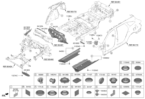 2023 Kia Sorento Under Cover Assembly,LH Diagram for 84217R5000