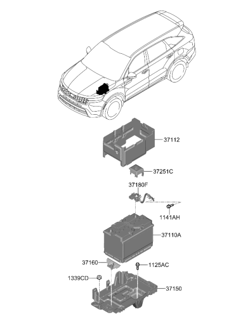 2021 Kia Sorento Insulation Pad-BATTE Diagram for 37112P2700