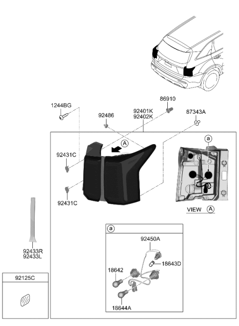 2023 Kia Sorento Lamp-Rear Comb OUTSI Diagram for 92410R5100