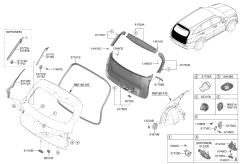 2023 Kia Sorento Trim Assembly-Tail Gate Diagram for 81740R5000WK