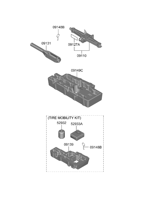 2023 Kia Sorento Wrench-Wheel Nut Diagram for 091314H000