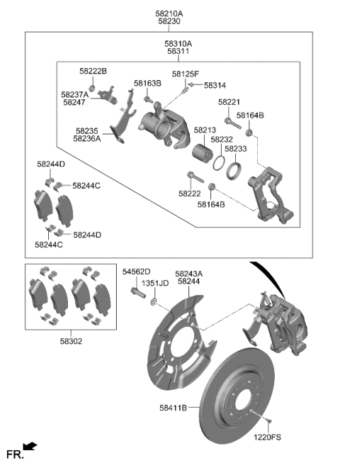 2022 Kia Sorento Caliper Kit-Rr Brake Diagram for 58310P2A30