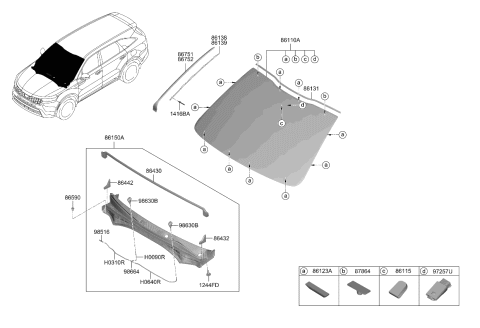 2022 Kia Sorento Glass Assembly-WINDSHIEL Diagram for 86110R5050