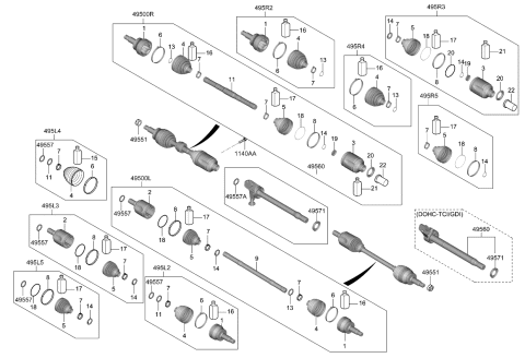 2022 Kia Sorento Shaft Assembly-Drive,LH Diagram for 49500R5220