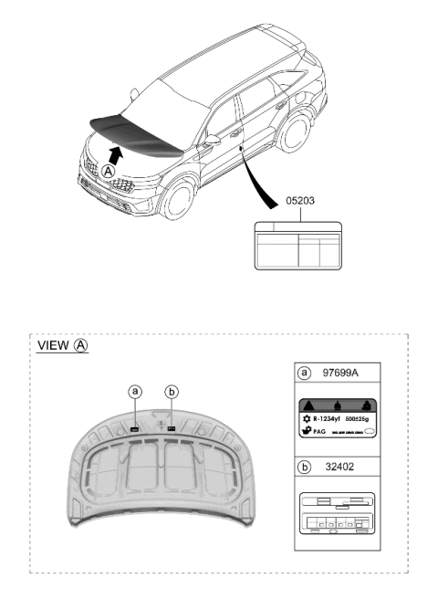 2021 Kia Sorento Label-Tire Pressure Diagram for 05203R5260