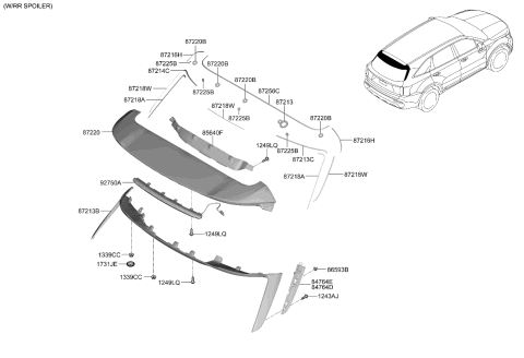 2022 Kia Sorento Pad 2-Rear Spoiler Diagram for 87214R5000