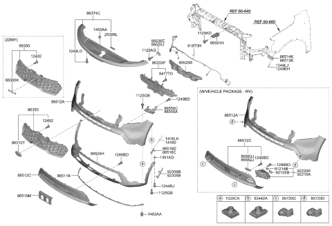 2022 Kia Sorento MOULD-Fr Grille UPR Diagram for 86536R5300