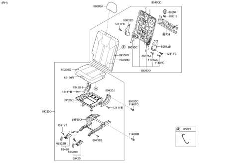 2023 Kia Sorento Back Assembly-3RD Seat R Diagram for 89A40R5720MS9