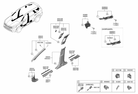 2022 Kia Sorento Trim Assembly-Ctr Pillar Diagram for 85840R5000GYT