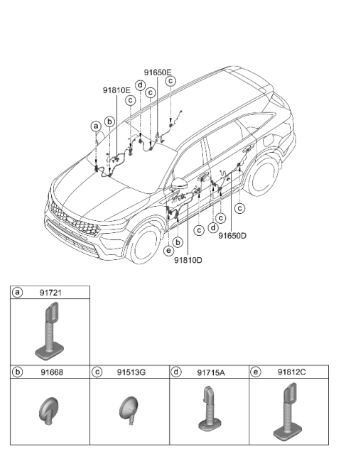 2021 Kia Sorento Wiring Assembly-Fr Dr(Pa Diagram for 91610R5050