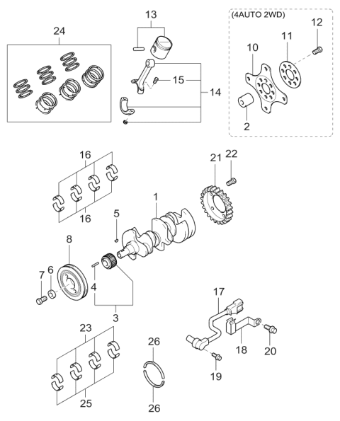 2000 Kia Optima Crankshaft & Piston Diagram 3