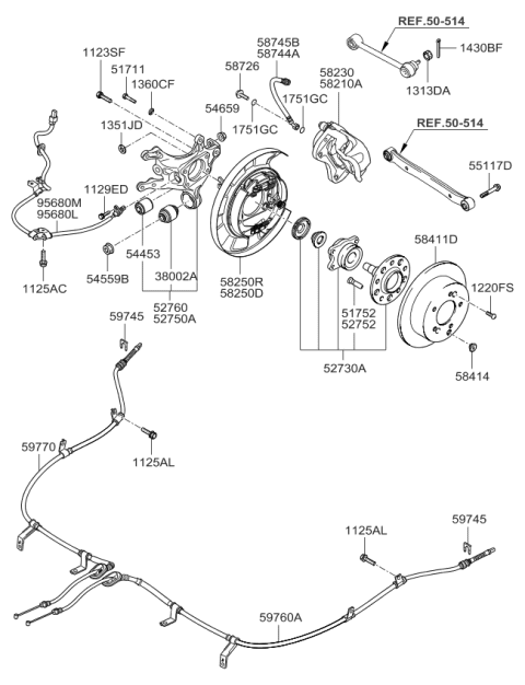 2008 Kia Optima Disc-Rear Brake Diagram for 5841139600
