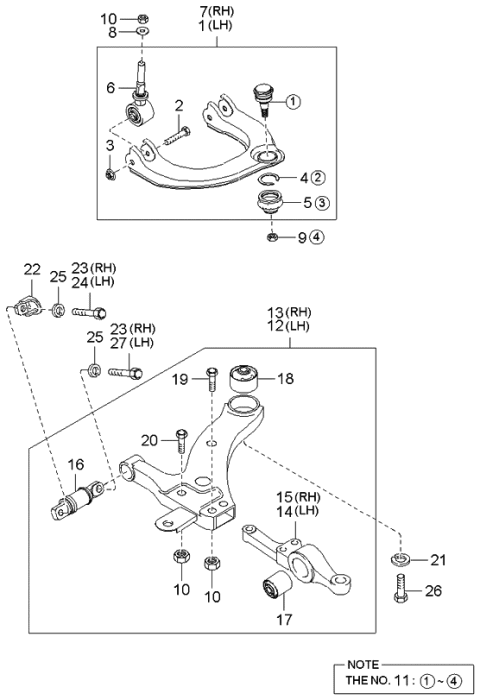 2004 Kia Amanti Arm Complete-Front Lower Diagram for 545013F000