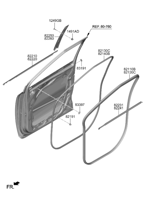 2023 Kia Carnival Moulding-Front Door Diagram