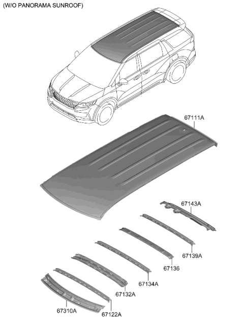 2023 Kia Carnival Rail Assembly-Roof Rr Lw Diagram for 67133R0000