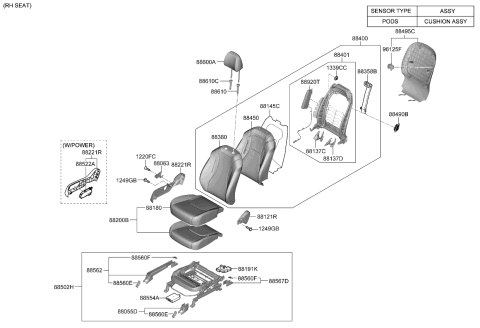 2023 Kia Carnival Frame Assembly-Fr Seat B Diagram for 88410R0000OFB