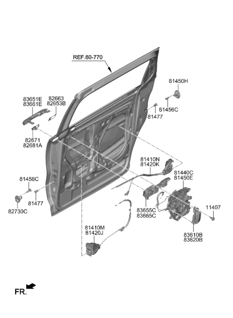 2022 Kia Carnival Pad-Fr Dr O/S HDL Hi Diagram for 82653R0000