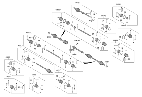 2024 Kia Carnival Boot Kit-Diff Side,L Diagram for 495L5R0300