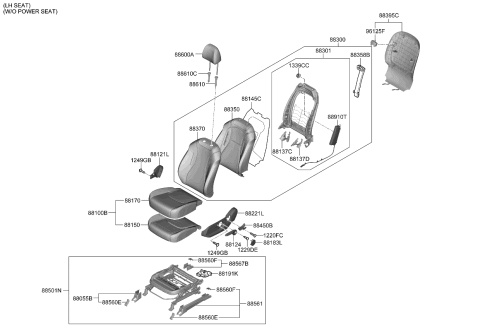2022 Kia Carnival Frame Assembly-Fr Seat B Diagram for 88310R0000OFB