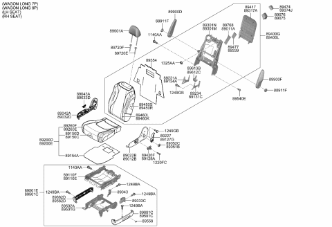 2024 Kia Carnival Covering Assembly-2ND Ba Diagram for 89360R0740KQ5
