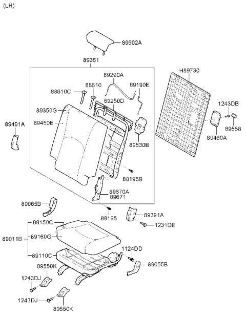 2008 Kia Borrego Headrest Assembly-3RD Diagram for 897052J800ACH