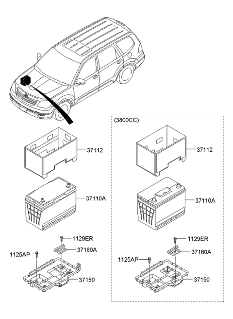 2012 Kia Borrego Tray Assembly-Battery Diagram for 371502J800