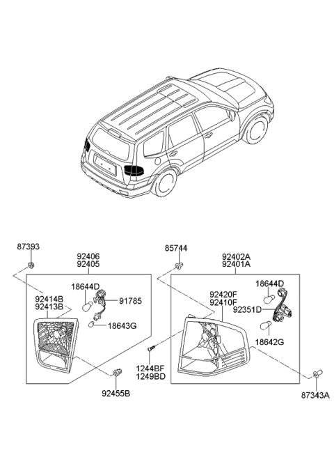 2009 Kia Borrego Lens & Housing-Rear Combination Inside Diagram for 924602J000