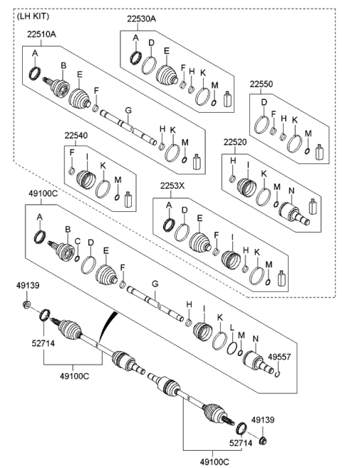 2010 Kia Borrego Band & Clip Set Diagram for 496962J000